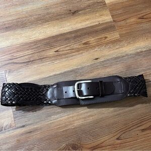 Leather braided belt, size M, brown, preowned